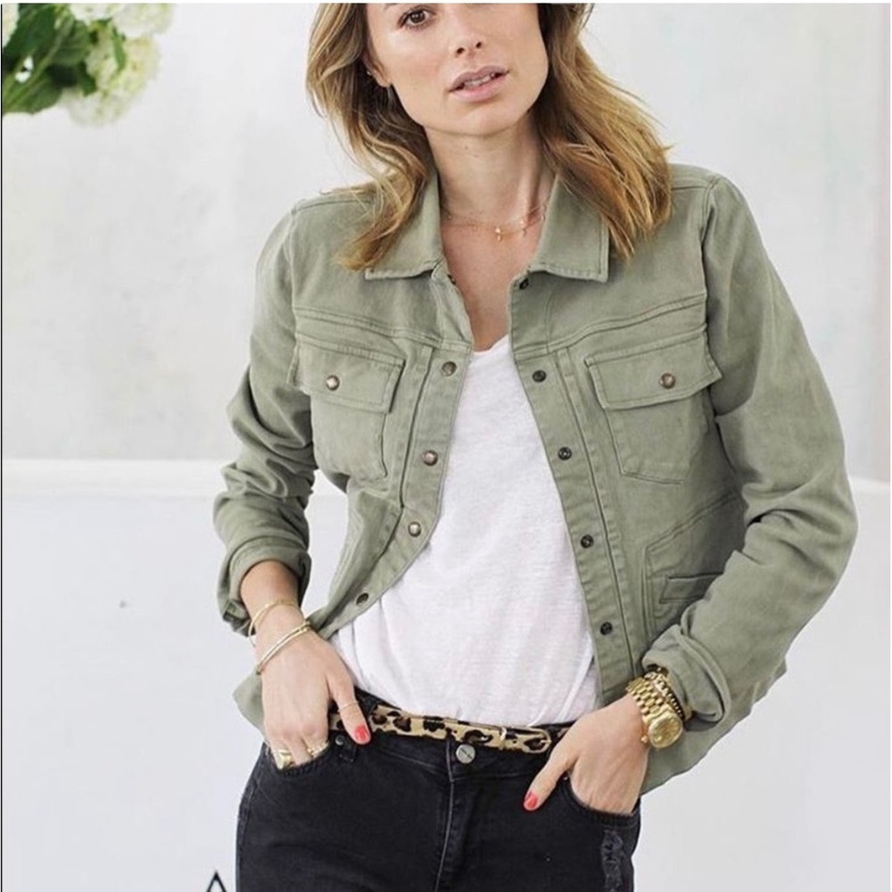Anine Bing Khaki‎ Green Utility Military Jacket Stretch Cotton XS